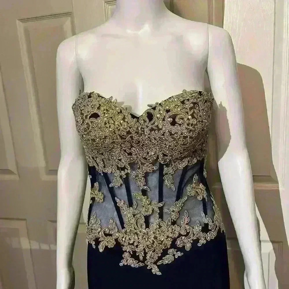 Glow By Colors Womens Corset Sequin Semi Sheer Strapless Jovani Evening Dress 6 - Picture 4 of 16